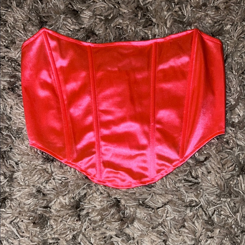 Red Satin Corset Top